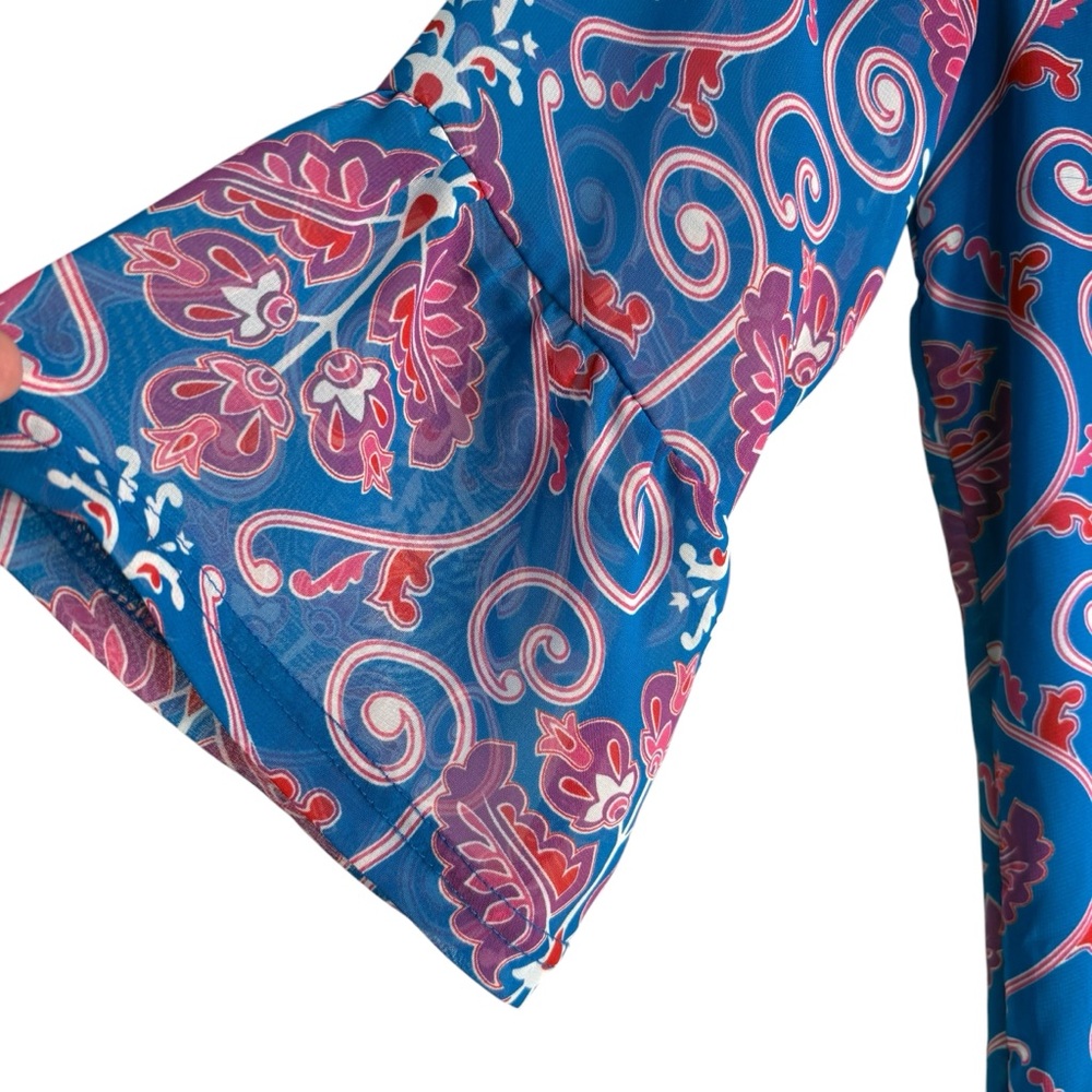 TRACY NEGOSHIAN Blue and Pink Patterned Dress Sz XS — QUIET LUXURY DESIGNER!!! - Picture 5 of 9